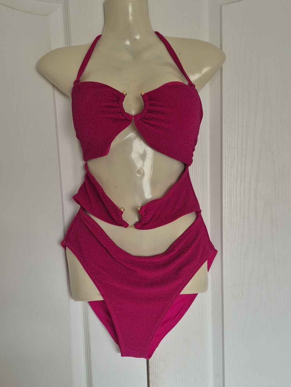 Victoria's Secret Fuchsia Cutout One-Piece Swimsuit